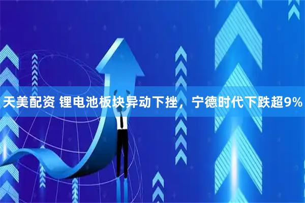 天美配资 锂电池板块异动下挫，宁德时代下跌超9%